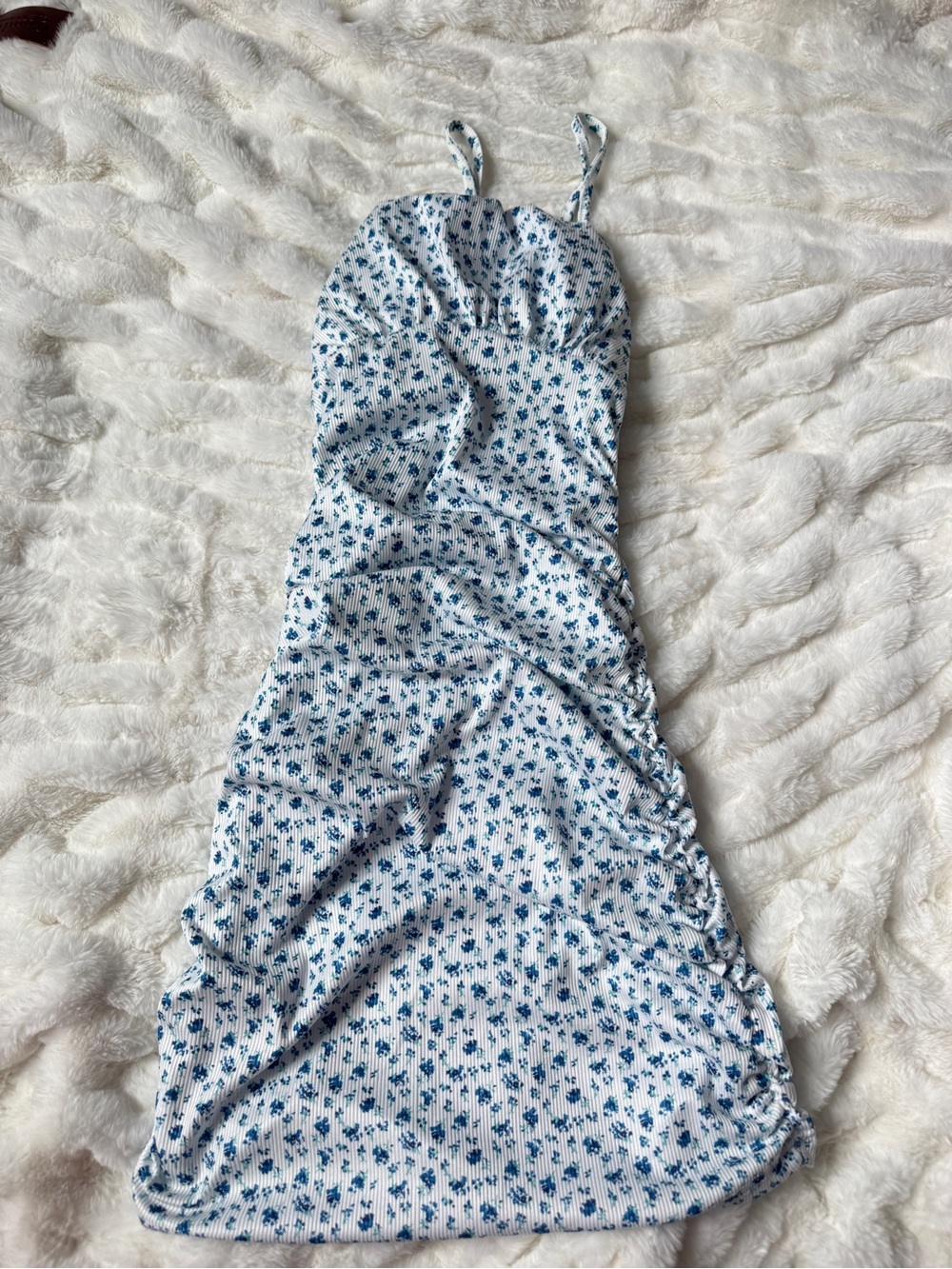 Blue Floral Mini Dress with Adjustable Straps